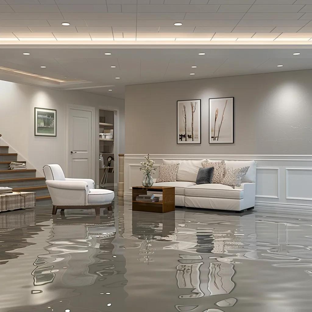 Modern Kentucky basement with effective waterproofing solutions showcasing a sump pump and drainage system